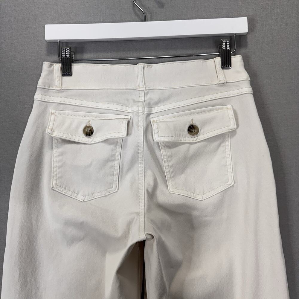 SPANX Stretch Twill Crop Wide Leg Pants Womens M Petite White Coastal Nautical - Picture 5 of 11